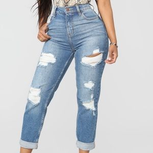 I got it from my mama distressed jean- medium blue wash